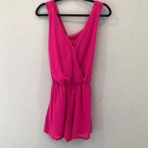 She+Sky HOT pink romper with cross-cross back